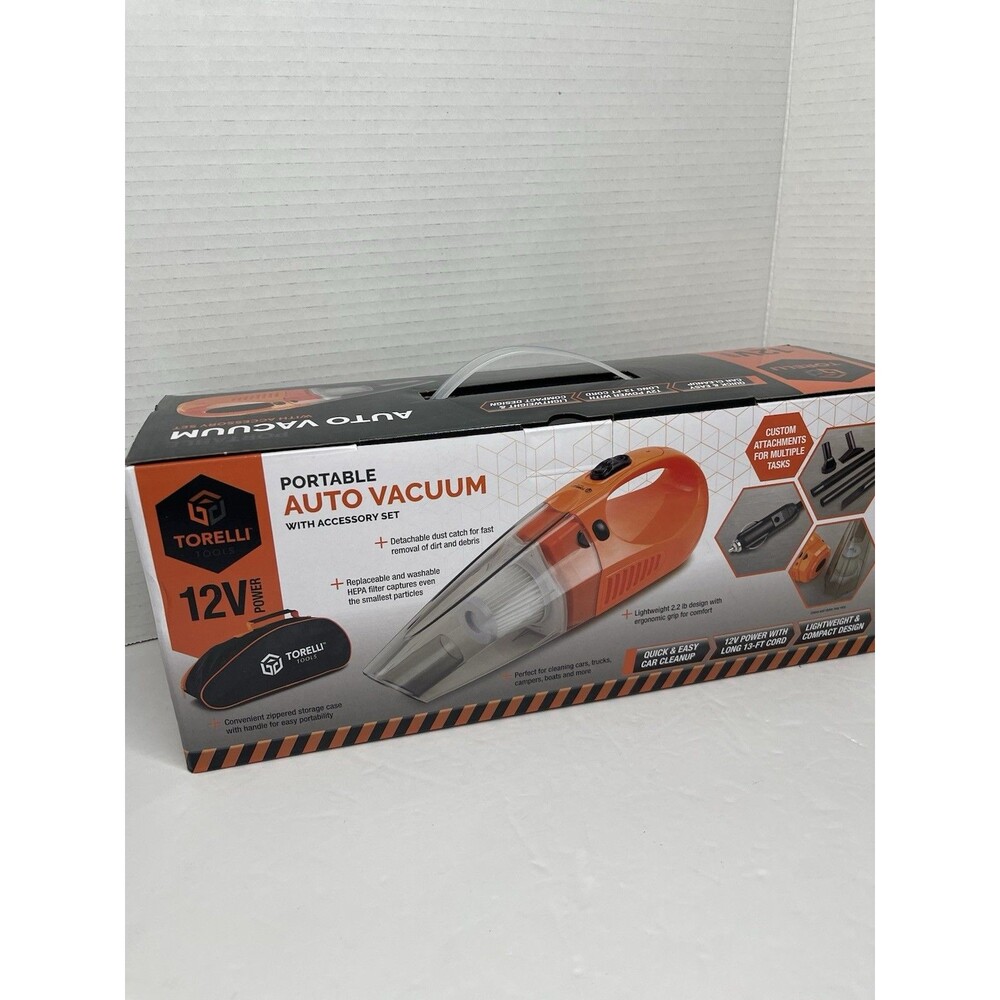 Torelli Tools 12v power Portable auto vacuum accessories set + 13ft cord